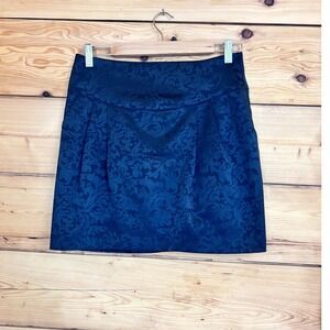 Vintage XXI Forever 21 Black Damask Jacquard Mini Skirt Pleated Pockets Sz Large